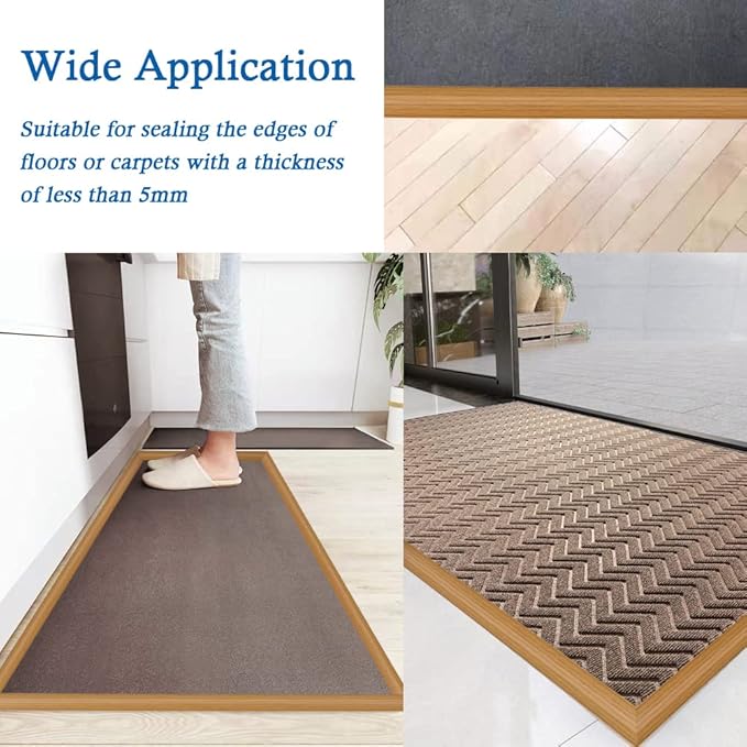 Floor Transition Strip Self Adhesive Carpet & Flooring Transitions Edging Trim Strip PVC Threshold Transitions Suitable for Threshold Height Less Than 5mm (3.3Ft, Wood Grain Light Brown-New)