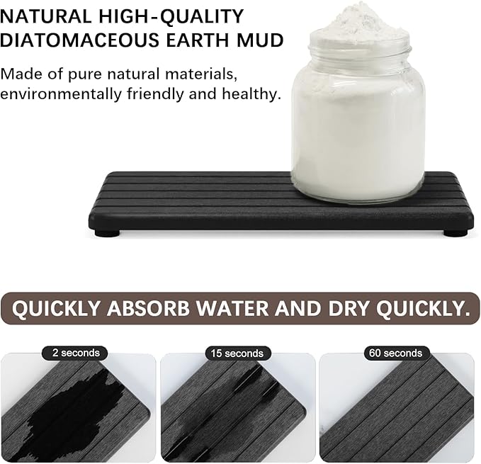 3PCS Stone Drying Tray, Stone Soap Tray, Water Absorbing Stones Trays for Sink, Fast Dry Diatomite Stones Sink Mat, Used for Hand Soap,Sponge,Toothbrush Holder in Bathroom Counter and Kitchen Sinks