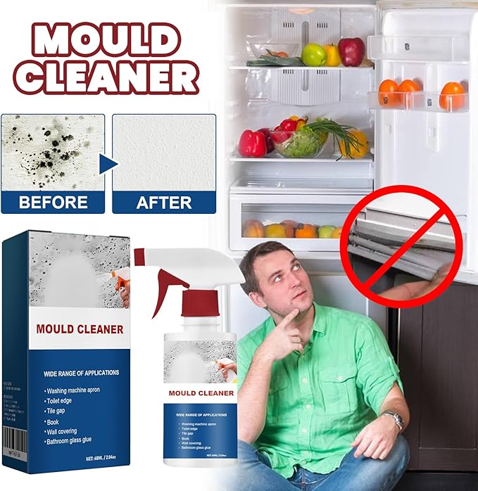 Mould Cleaner Spray Powerful Foam Cleaning Spray | Multi-Surface Fast-Acting Stain Remover for Kitchen, Bathroom, Wall and Tile Cleaning, No Scrubbing Required (2, 2.04oz*2)