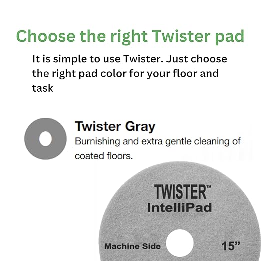 Diversey DD800350 TASKI Twister Intellipad Diamond Coated Floor Machine Cleaning Pad, Made in USA, Burnish to High Super Gloss Finish, Grey/Brown, 15-inch (Pack of 2)