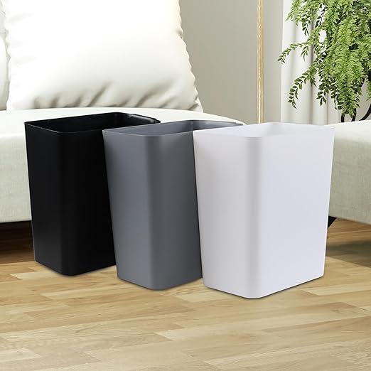 Xyskin 4.5 Gallon Plastic Garbage Bin, Deskside Wastebasket, Waste Can, Black, 3 Pack