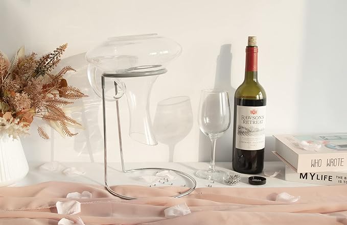 Wine Decanter Drying Stand with Rubber Coated Top to Prevent Scratches, Wine-Decanter Drying Rack for Standard Large Wine Decanters, Decanter Cleaner Includes Cleaning Brush & Decanter Cleaning Beads