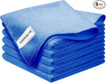 Microfiber Cloth 6Pack Cleaning Rags Absorbant Lint Free Cloth for House, Kitchen, Car, Glass, Stainless Steel, Window, Boat Cleaner-12''x 12''-Blue