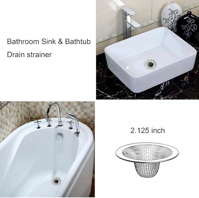 10PCS Mesh Sink Drain Strainer Hair Catcher, 2.125'' Stainless Steel Slop Basket Filter Trap, Bathtub Sink Drain Screen Filter Cover Mesh Bathroom Bathtub RV Laundry Lavatory Balcony Utility