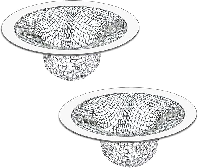 2PCS Tub Drain Hair Catcher - 2.75 inch Shower Drain Mesh Strainer, Stainless Steel Shower Bathtub Drain Cover, Bathroom Sink Strainer Filter Basket for Bathroom Sink, Wash Basin Floor Drain