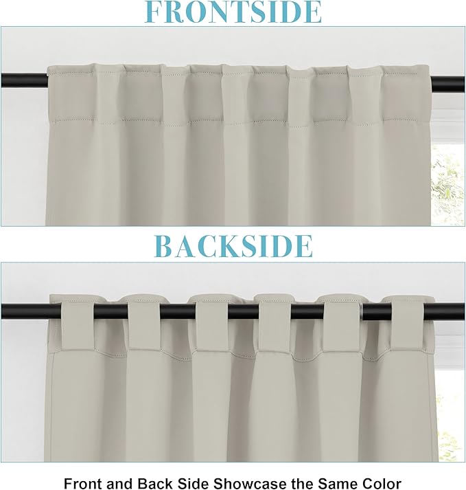 RYB HOME Blackout Curtains for Bedroom, Window Shades Thermal Insulating Privacy Drapes for Living Room Classroom Kitchen Bathroom Dining, Wide 42 x Long 54 inch, Natural 2 Panels