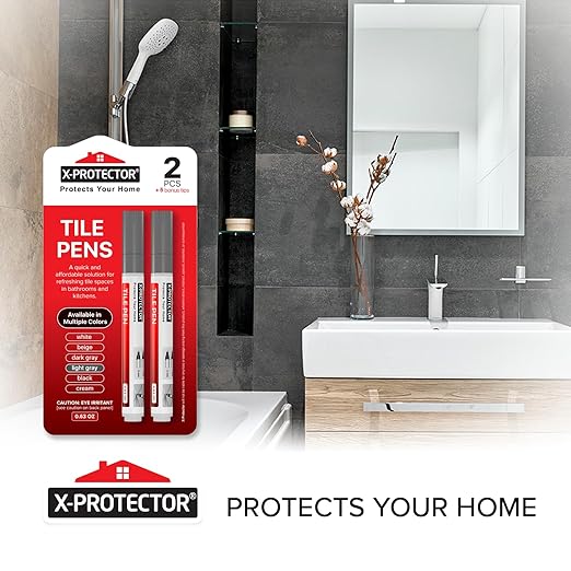 X-Protector Water Based Grout Marker - 2 PCS with 8 Tips, Light Grey