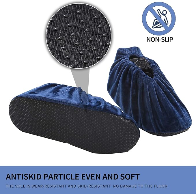 5 Pairs Reusable Non Slip Shoe Covers, Premium Soft Washable Thickened Boot Shoe Covers for Household, Office, Laboratory