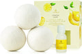Thymes Wool Dryer Balls Set – Includes 3 Wool Laundry Balls + 1 Scented Laundry Fragrance Oil for Dryer – Eliminate Wrinkles, Static & Lint (Lemon Leaf, 0.5 fl oz)