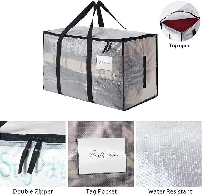 Heavy Duty 93L (24.5 Gallon) Stackable Storage Bins with Fully Openable Lids,Moving Bags Heavy Duty, Clear Plastic Totes for Moving Storage, Home Organization, Closet, Dorm Room. 8 pack