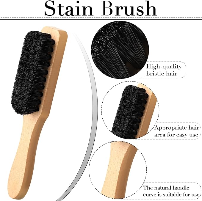 3 Pcs Laundry Stain Brush Soft Bristle Brush Velvet Furniture with Wooden Handle Stain Tool for Household Cleaning Carpet Furniture Laundry Supplies