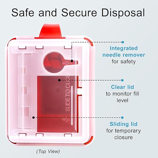Sharps Container Large - Sharps Containers for Home Use and Labs - Portable Needle Disposal and Travel Size Biohazard Bin - 1 Quart (Pack of 1)