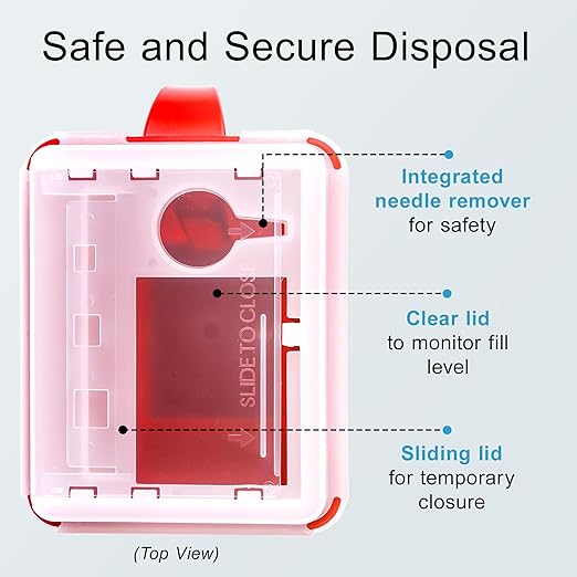Sharps Container Large - Sharps Containers for Home Use and Labs - Portable Needle Disposal and Travel Size Biohazard Bin - 1 Quart (Pack of 3)