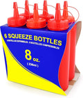 New Star Foodservice 26283 Squeeze Bottles, Plastic, 8 oz, Red, Pack of 6