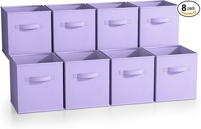 Sorbus Fabric Storage Cubes - 8 Foldable Storage Bins for Organizing Pantry, Cubbies, Toy Box - Clothes Storage & Closet Organizer - 11 Inch Collapsible Cube Baskets for Shelves with Handle