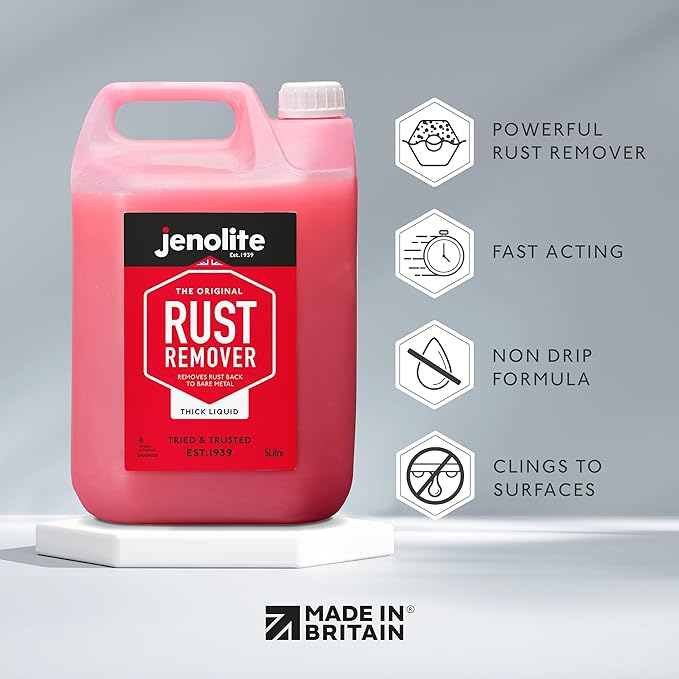 JENOLITE Rust Remover for Metal - Fast Acting No Drip Thick Liquid - Industrial Strength, Removes Rust Back to Bare Metal - 1.32 Gallon (5 Liter)