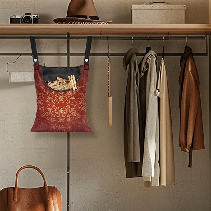 Home Outdoor Clothespin Holder - Windproof & Water Resistant Storage Bag - Commercial Quality Hanging Organizer for Laundry Businesses Classic Flower Pattern Print 14.5x12in