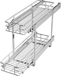 LOVMOR 2 Tier Individual Pull Out Cabinet Organizer 9" W x 21½" D, Slide Out Kitchen Cabinet Storage Sliding Shelves