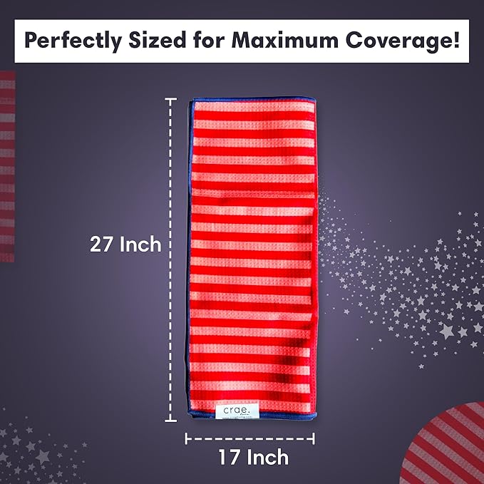 2 Double Sided Microfiber Hand Towels, 17x27 Inches Waffle Design Kitchen Towels Set, Durable & Soft Fast Drying Hand Wash Cloth, Everyday Dishcloth Use at Home (Stars & Stripes - Red, Blue, Cream)