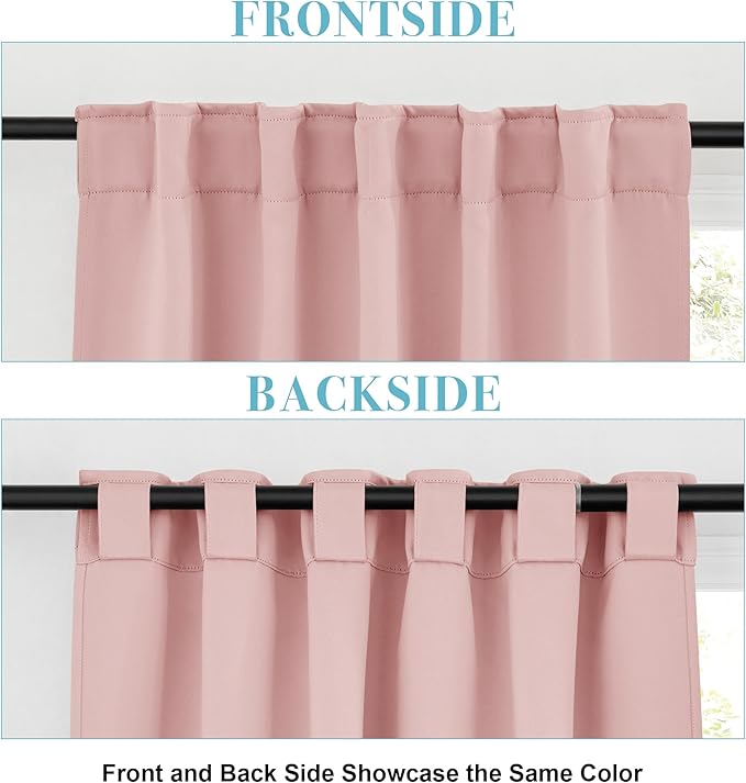 RYB HOME Pink Blackout Curtains for Girls Bedroom 63 inches Long - Thermal Insulated Curtains and Drapes Privacy Shades for Living Room Farmhouse Closet, W42 x L63 inch, 2 Panels