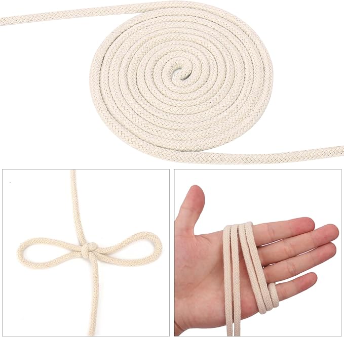 3/16 Inch Cotton Clothesline Rope - 500 Feet All-Purpose Outdoor Clothesline Rope, Soft White Cotton Rope for Laundry & Crafts