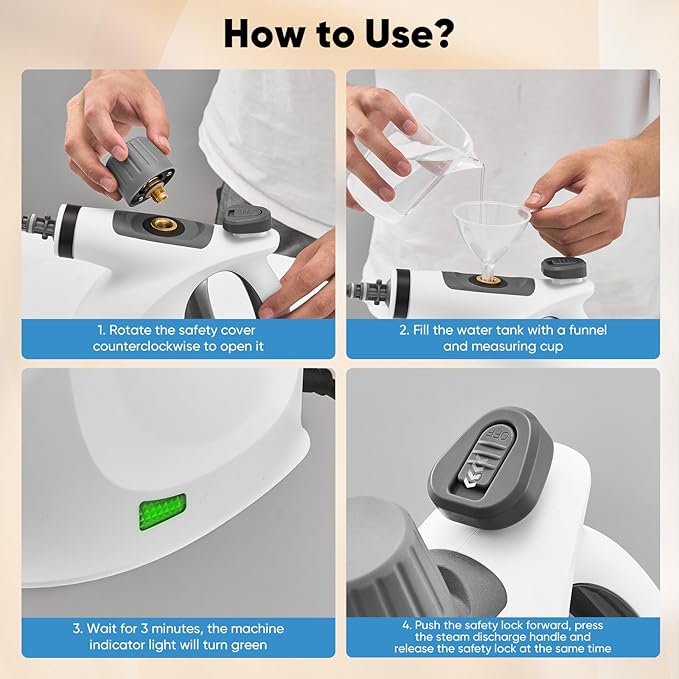 Saker Handheld Steam Cleaner New,Portable Steam Cleaner for Home,1050W Steam Cleaner,5 Fiber Cloths for Quick Heating & Deep Cleaning of Floors, Cars, and Kitchen