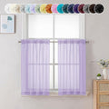Chyhomenyc Lilac Sheer Curtains 36 inch Length 2 Panels, Light Filtering Voile Rod Pocket Short Window Curtians for Bathroom Living Room Farmhouse Small Windows, 42Wx36L inches
