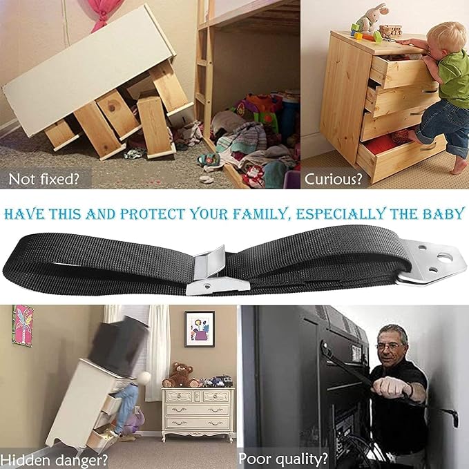 TV and Furniture Anti Tip Straps,Metal Heavy Duty TV Straps Child Safety,Adjustable Safety Furniture Wall Anchors for Baby Proofing Flat Screen TV,Dresser,Bookcase,Cabinets