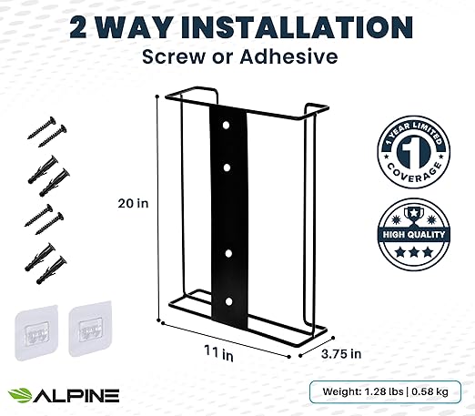 Alpine Glove Holder for Wall Mount Latex Gloves - Wire Box Dispenser for Disposable Gloves, Tissues, Masks, Wipes & More - Fits 4 Boxes (Black)