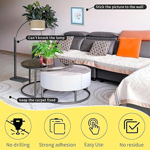 2Pack Double Sided Tape Heavy Duty, 2in x 66FT, Universal High Tack Strong Wall Adhesive with Fiberglass Mesh, Super Sticky Resistante Clear Tape, Easy Use Mounting Tape White