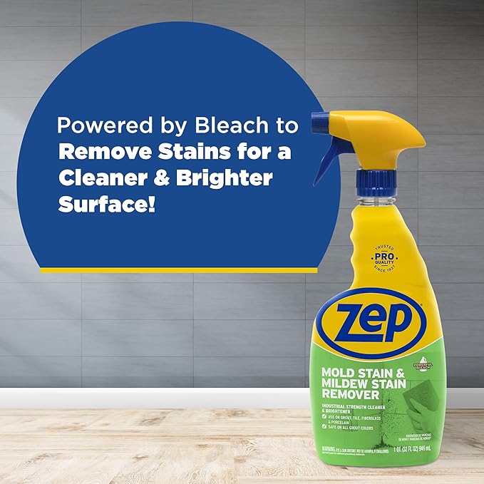 Zep Mold Stain and Mildew Stain Remover - 32 oz (Pack of 12) - ZUMILDEW32 - Experience the Power of our Professional Strength No-Scrub Formula