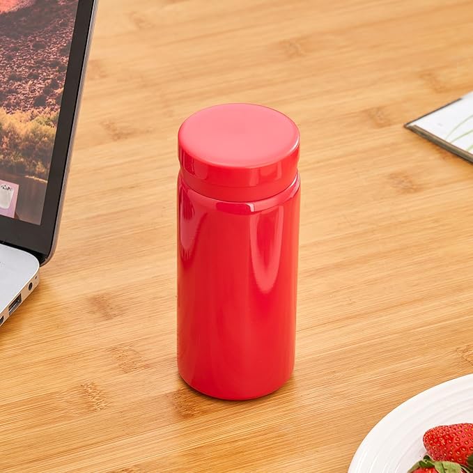 10oz Mini Water Bottle Stainless Steel Thermos Small Flask - Insulated Vacuum, Leak Proof, Keeps Drinks Hot/Cold - Ideal for Coffee, Tea, Water - Rose Red