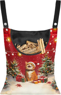 2025 Christmas Cat Waterproof Clothespin Bag with Hanging Rope - 14.5x12 Inch Storage Organizer for Home, Backyard & Camping