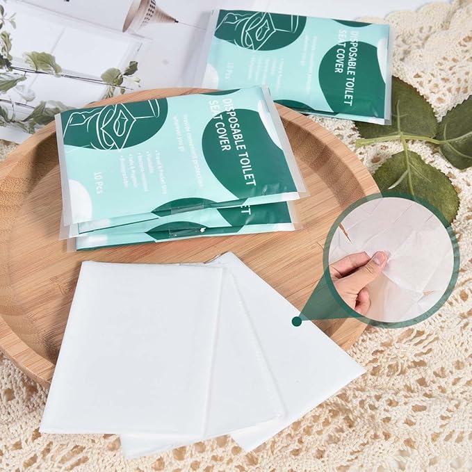 90 Pcs Disposable Flushable Paper Toilet Seat Covers Travel Supplies Essentials for Airplane, Public Restrooms, Bathroom, Hotels, Camping, Kids or Adults