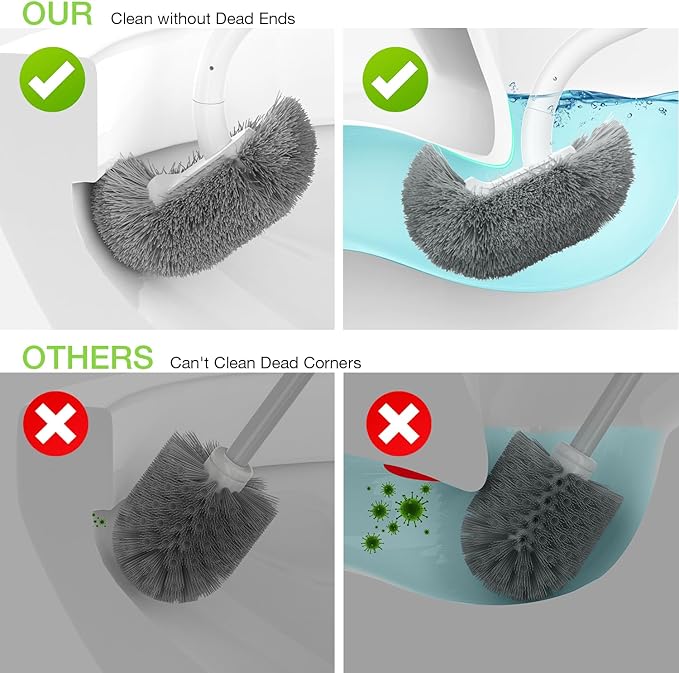 Wooden Toilet Brush, OSCIOSS Toilet Brush and Holder Set with Ergonomic Design, Compact Size, Durable Bristles, Bamboo RV Toilet Cleaner & Holder for Bathroom