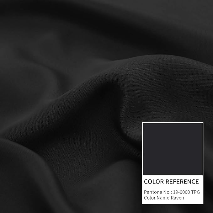 BGment Rod Pocket Blackout Curtains 48 Inches Length for Bedroom - Thermal Insulated Short Room Darkening Curtain Window Drapes, 42 x 48 Inch, 2 Panels, Black