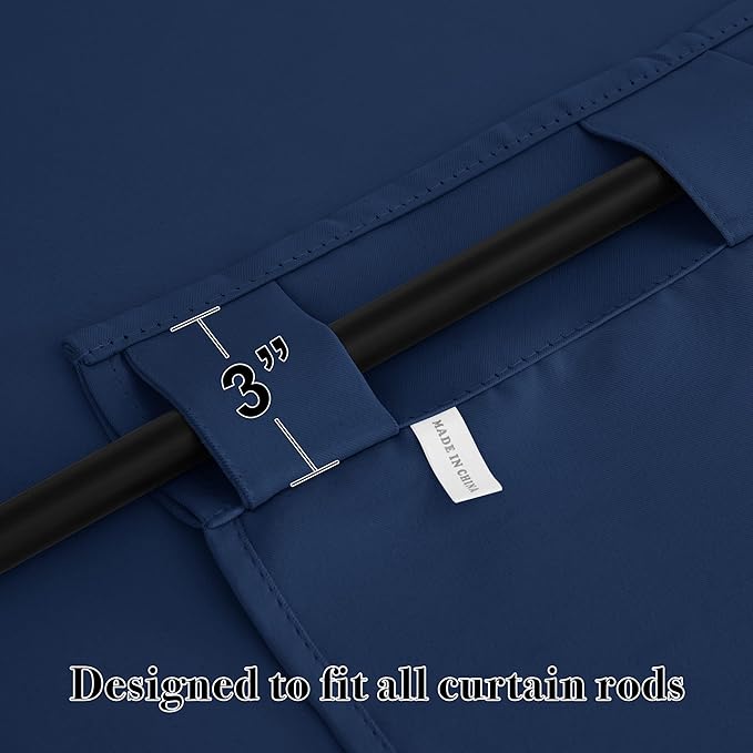 RYB HOME Blackout Kitchen Curtains, Thermal Insulated Back Tabs Window Curtain Room Darkening Shades Ideal Match for Bathroom Basement RV, Navy, Width 42 inch x Length 63 inch, 2 Panels Set