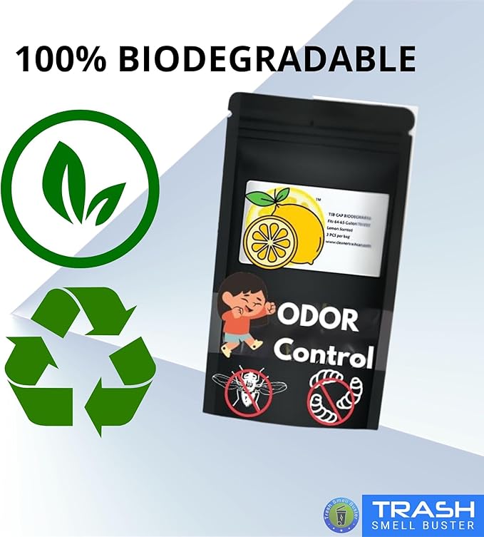 Outdoor Trash Can Odor Eliminator Cover Lemon Scented Durable Elastic Bag with Optional Straps Fits 95 Gallon Cans 2 Covers