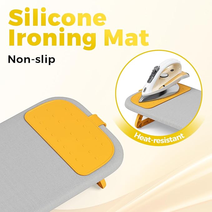 KINGBOARD Tabletop Ironing Board, Small Ironing Board with Iron Holder, Foldable Mini Iron Board, Easy Storage for Travel & Dorm, 12x32 Grey