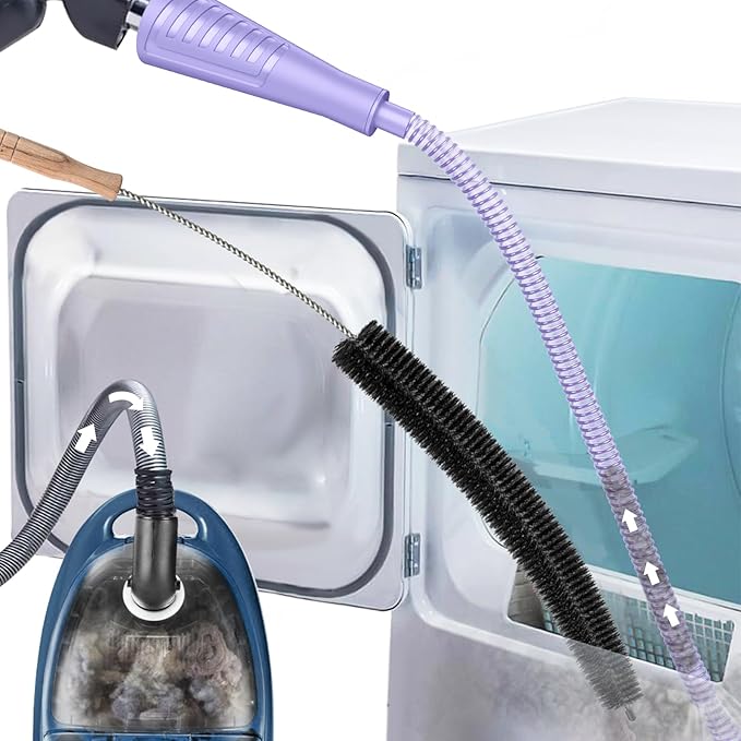Sealegend Dryer Vent Cleaner Kit Dryer Lint Vacuum Attachment Lint Remover,Dryer Vent Vacuum Hose With Brush Purple