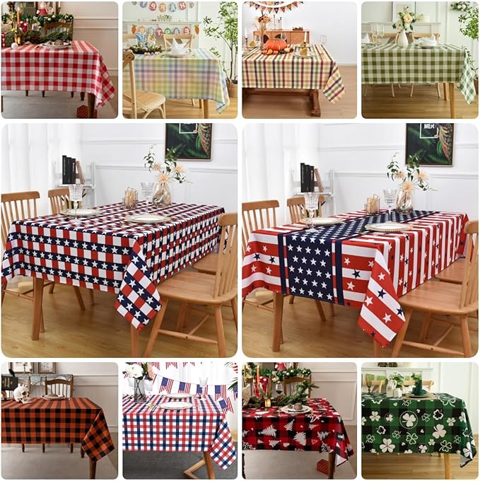 Classic Gingham Buffalo Tablecloth Fabric - Oblong 58x144 Inch Water Proof Checkered Table Cloth for Indoor Outdoor - Table Cover for Birthday, Picnics, BBQs, and Parties