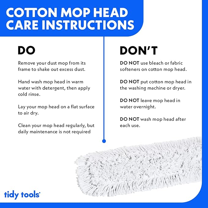 Commercial Dust Mop & Floor Sweeper, 60 in. Dust Mop for Hardwood Floors, Cotton Reusable Dust Mop Head, Wooden Handle, Industrial Dry Mop for Floor Cleaning & Janitorial Supplies