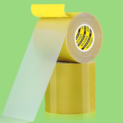 2Pack Double Sided Tape Heavy Duty, 3.2inx33FT (66FT Total) Universal High Tack Strong Wall Adhesive with Fiberglass Mesh, Super Sticky Resistente Clear Tape, Easy Use Mounting Tape
