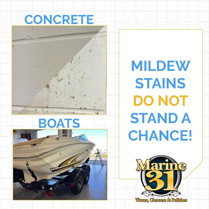 Marine 31 Mildew Stain Remover & Cleaner | Removes Stains from Boats, Homes, Patios, Bathrooms & Showers | Effective Mold & Mildew Cleaner | M31-370X2 | 20oz (2-Pack)