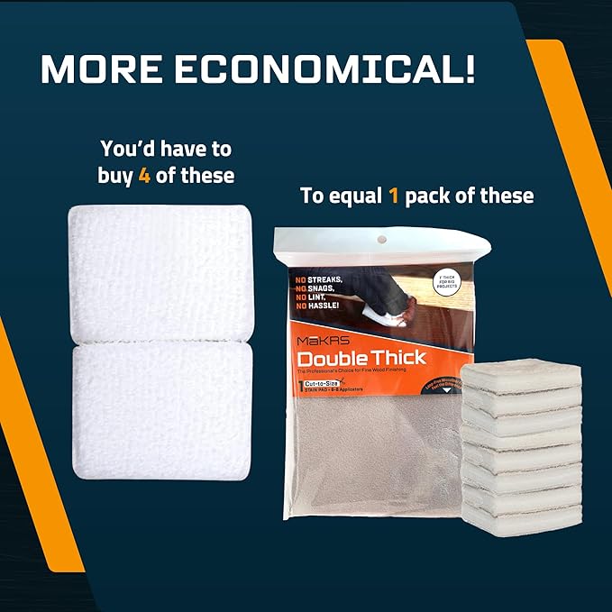 MāKRS Double Thick Stain Pad, Cut-to-Size Staining Pads, 5-Pack, Lint, Snag, Streak-Free Applicator, Micro Brush Material, Wood Stains and Oil Based Finishes, Easy to Use with Consistent Application