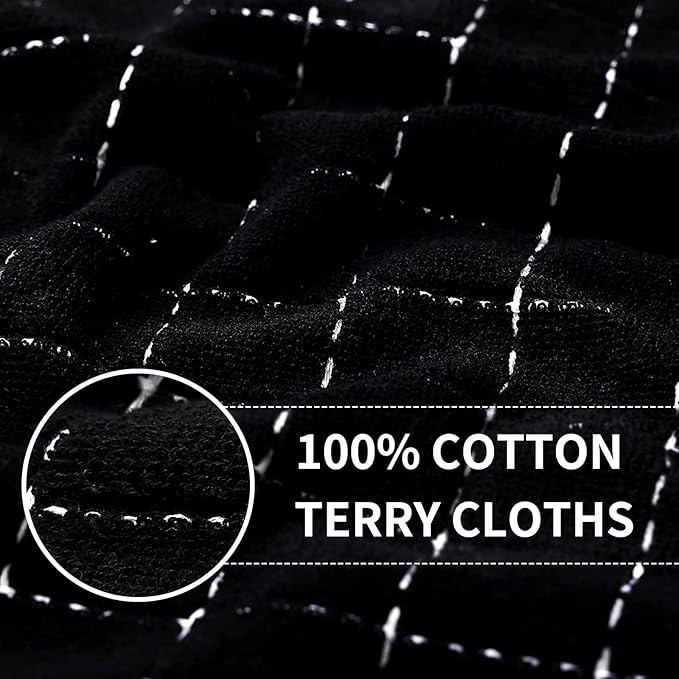 Homaxy 100% Cotton Terry Kitchen Towels(Multiple Color, 13 x 28 inches), Checkered Designed, Soft and Super Absorbent Dish Towels, 4 Pack