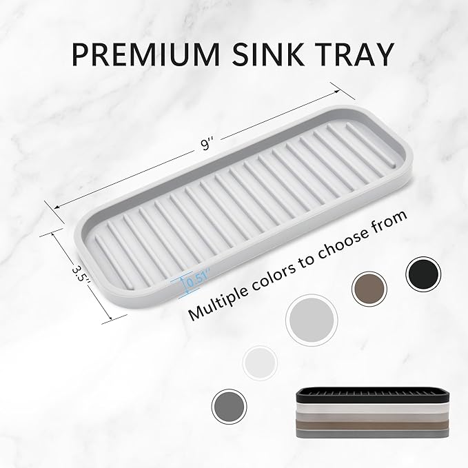 Silicone Sponge Holder Kitchen Sink Organizer Tray Dish Caddy Soap Dispenser, Scrubber Spoon Holder,Dishwashing Accessories 2 Pack (White)