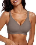 Vertvie Womens Seamless Bras No Underwire Supportive Wireless Push Up Full Coverage Bralette Comfort Scalloped T-Shirt Bra