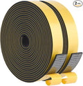 Weather Stripping High Density, Soundproof Door Seal Strips, 1 in x 1/8 in Weatherproof Foam Insulation Tapes for Windows Sliding Doors, Easy Cut to Size, 2 Rolls Total 33Ft