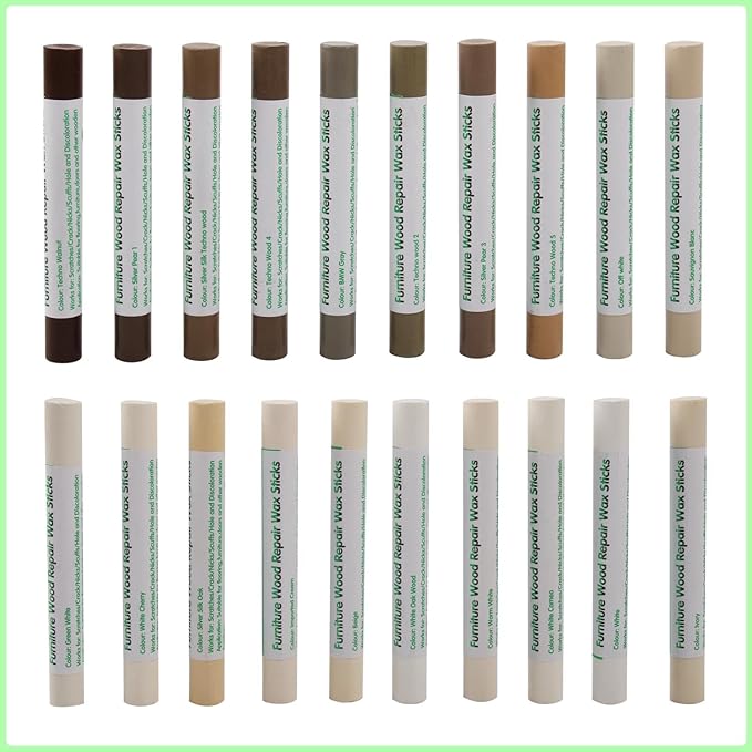Furniture Markers Touch Up, 20 Colors Wood Filler Sticks, Wood Wax Crayons for Repairing Scratches, Scuffs, Cracks, Holes on Furniture, Floors, Cabinets, Tables, and Doors - Wood Veneer Series